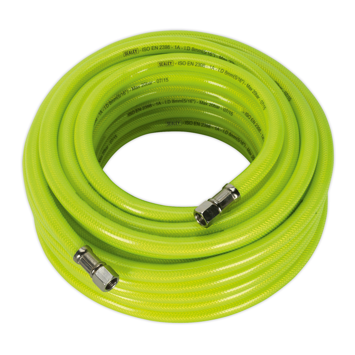 High-Visibility Air Hose with 1/4"BSP Unions 15m x 8mm