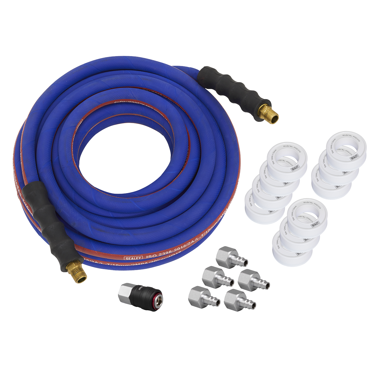 Extra-Heavy-Duty High Flow Air Hose Kit with Couplings 15m x 13mm
