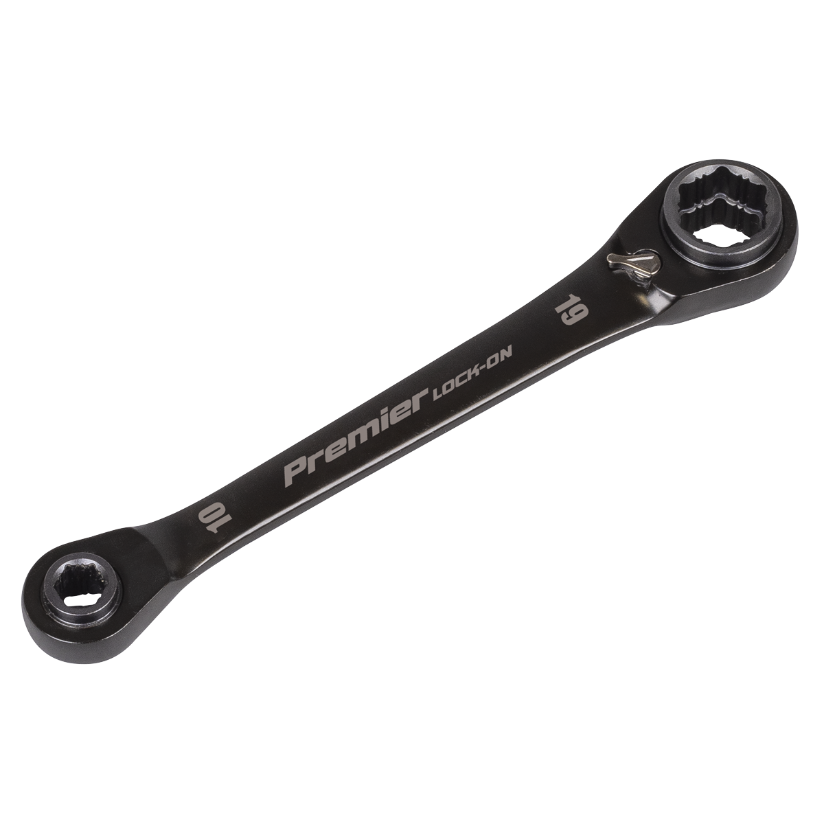 Premier Black 4-in-1 Reversible Lock-On™ Ratchet Ring Spanner