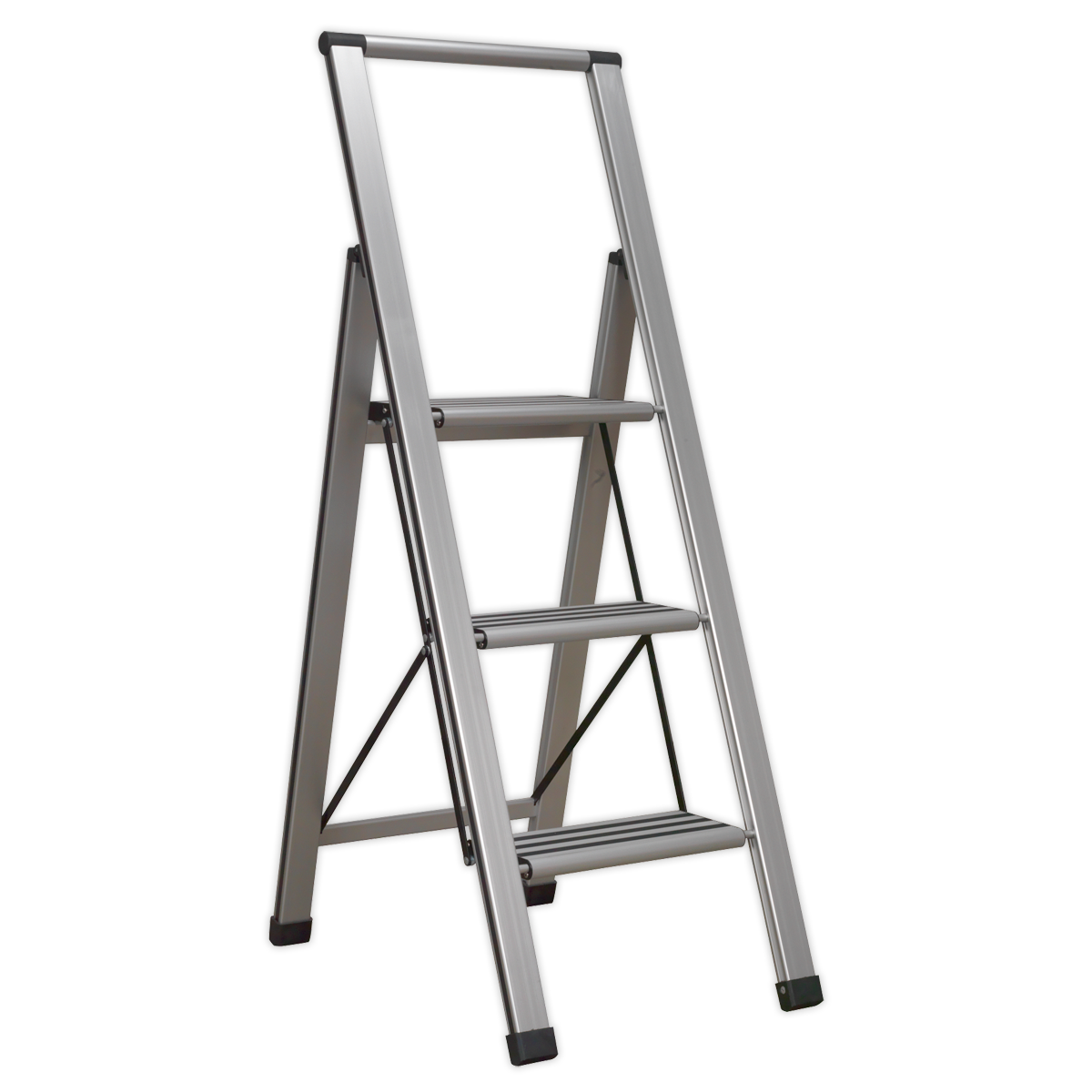 Aluminium Professional Fold-Flat Step Ladder 3-Step 150kg Capacity - EN 14183