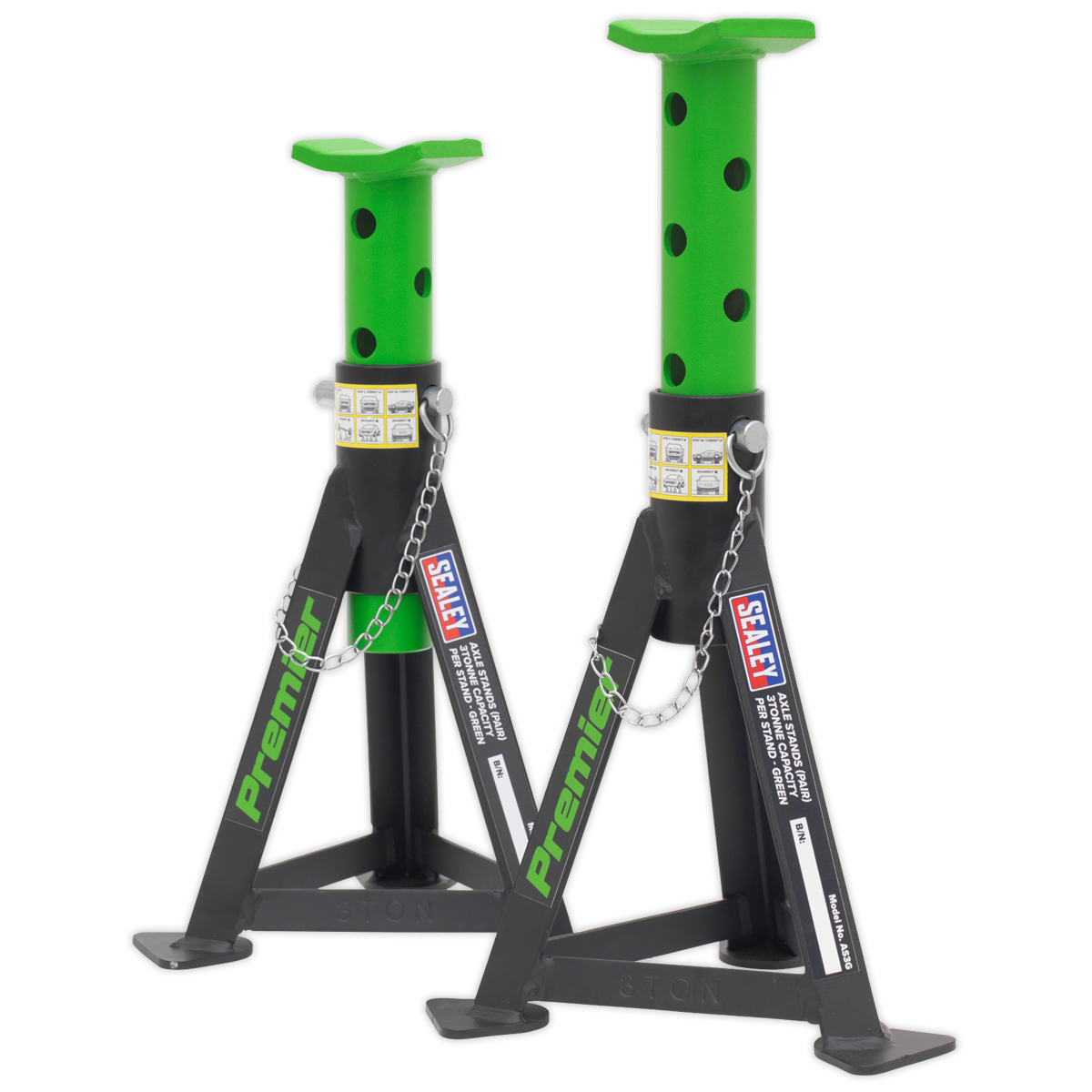Premier Axle Stands (Pair) 3 Tonne Capacity per Stand - Green