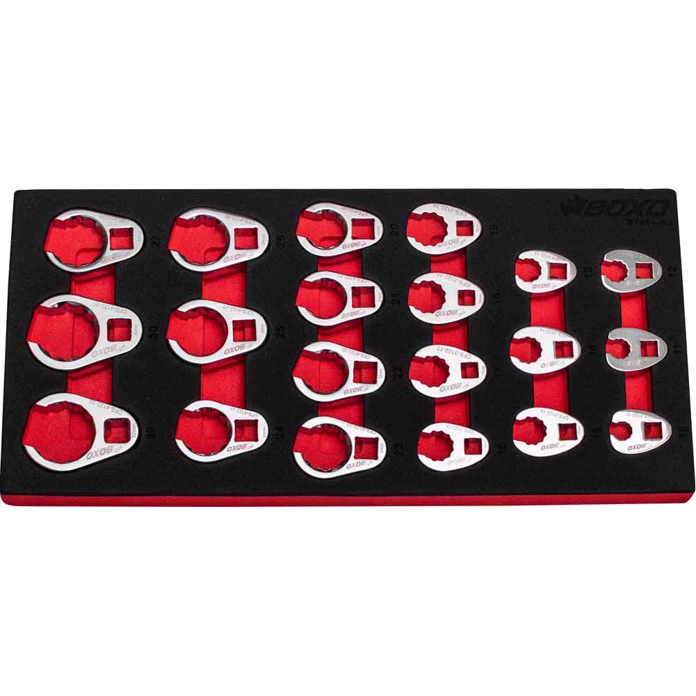 BOXO 20Pc 3/8" & 1/2" 12PT Master Crow Foot Wrench Set
