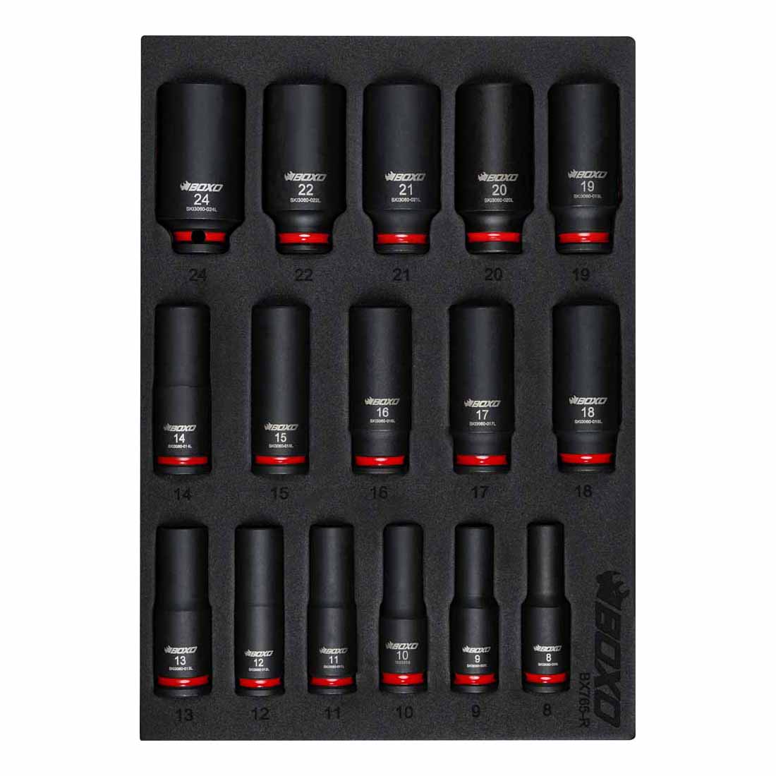BOXO 16Pc 3/8" Deep Impact Socket Set In EVA Foam