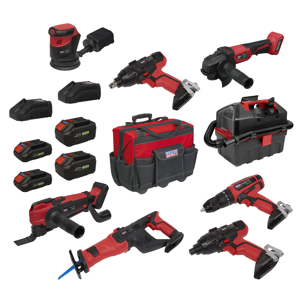 8 x SV20 Series Cordless Power Tool Kit 20V Euro Plug - 4 Batteries