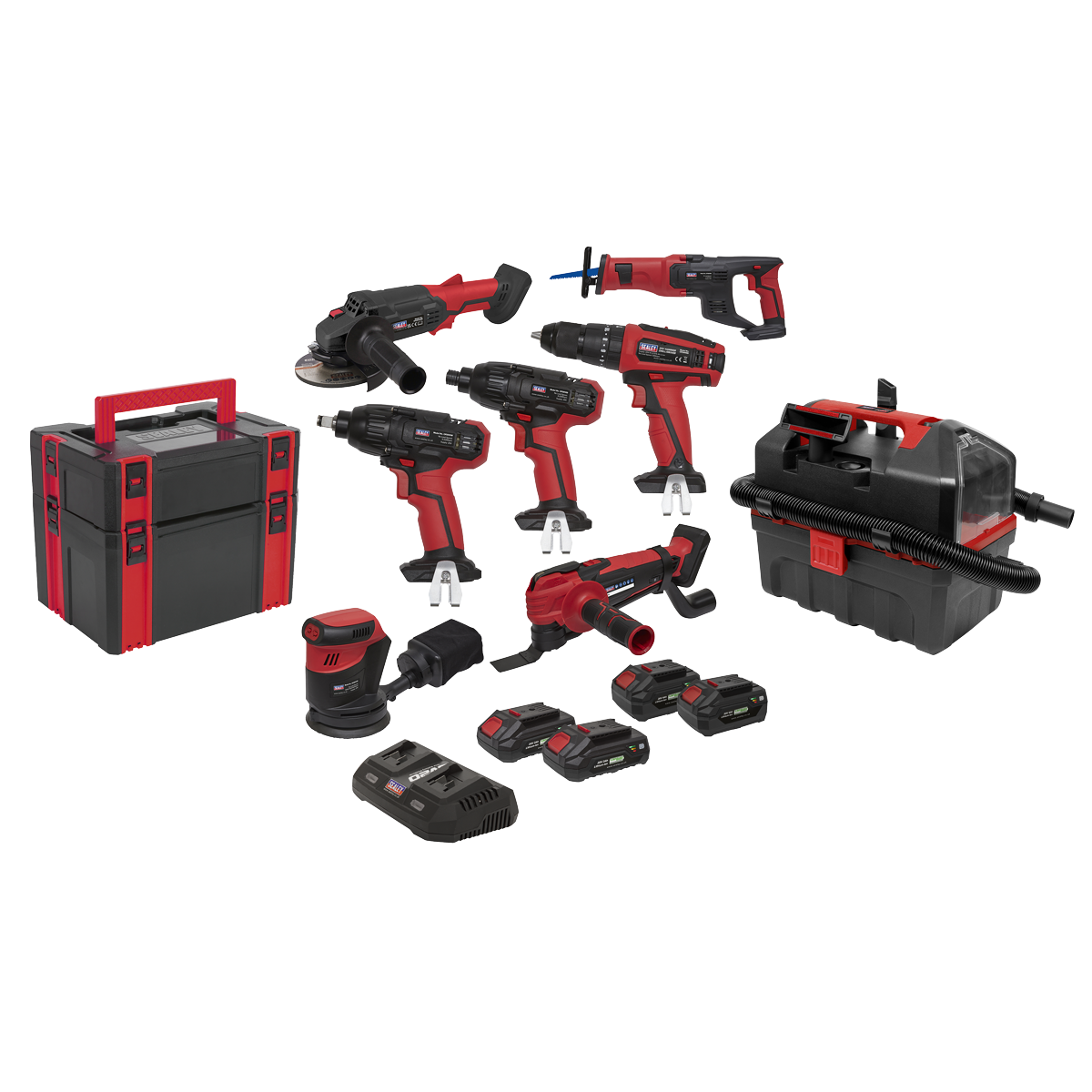 8 x SV20 Series Cordless Power Tool Kit 20V - 4 Batteries