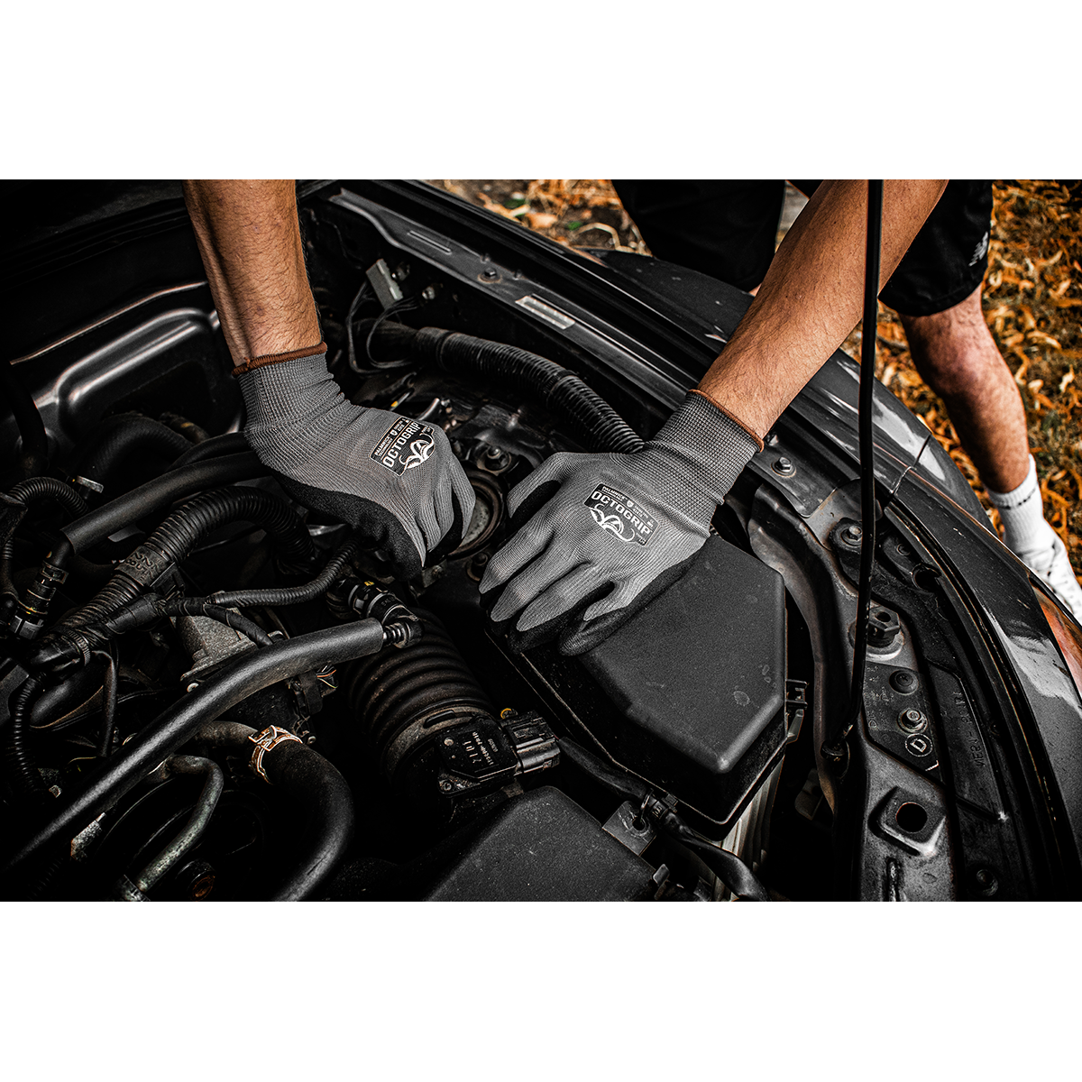 OCTOGRIP 13 Gauge Breathable Black Nitrile Palmed Gloves