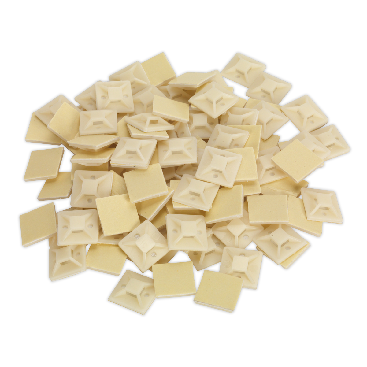 Self-Adhesive Cable Tie Mount 25 x 25mm, White - Pack of 100