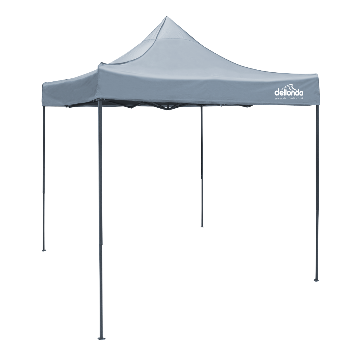 Dellonda Premium 2 x 2m Pop-Up Gazebo, Heavy Duty, PVC Coated, Water-Resistant Fabric, Supplied with Carry Bag, Rope, Stakes & Weight Bags - Grey Canopy