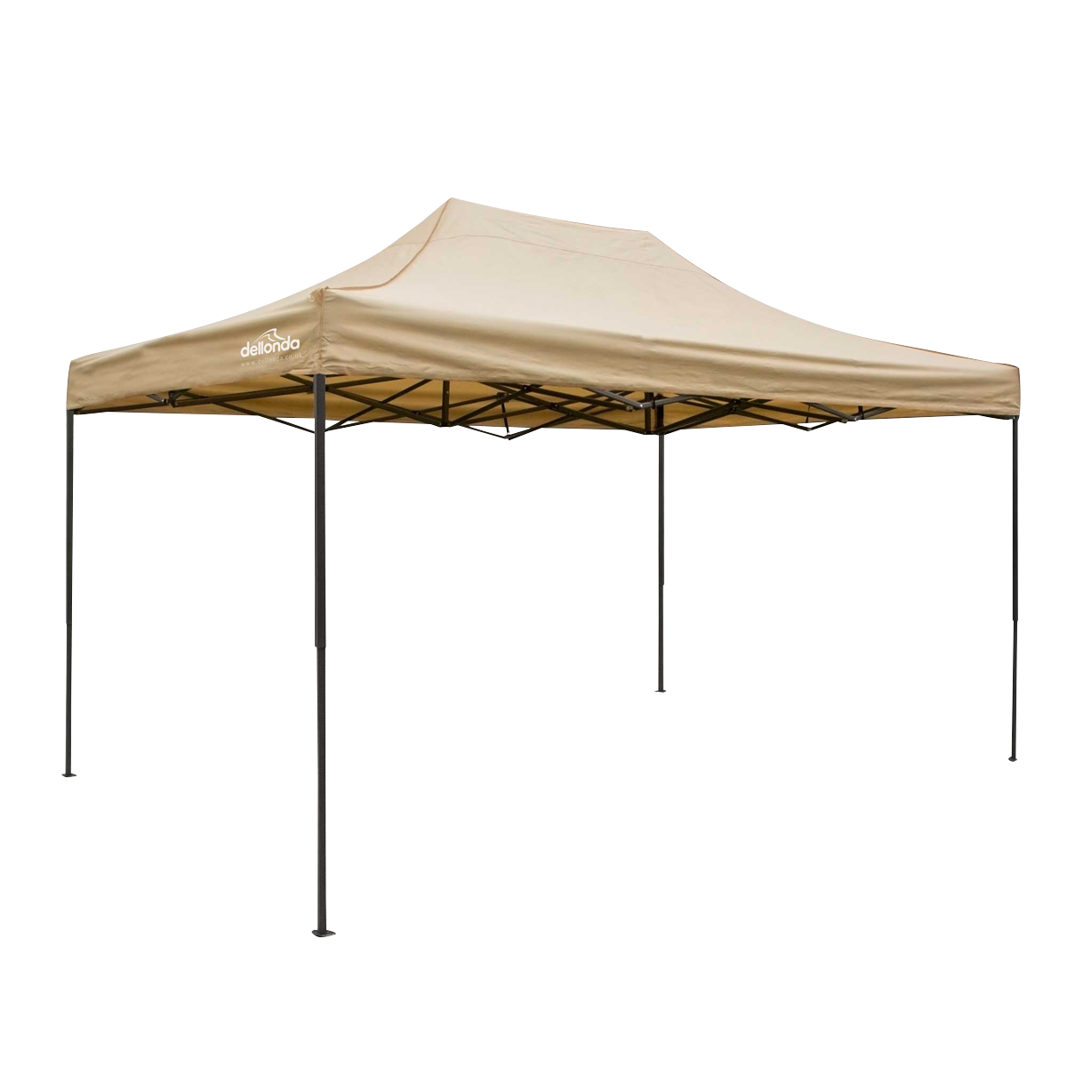 Dellonda Premium 3 x 4.5m Pop-Up Gazebo, Heavy Duty, PVC Coated, Water-Resistant Fabric, Supplied with Carry Bag, Rope, Stakes & Weight Bags - Beige Canopy