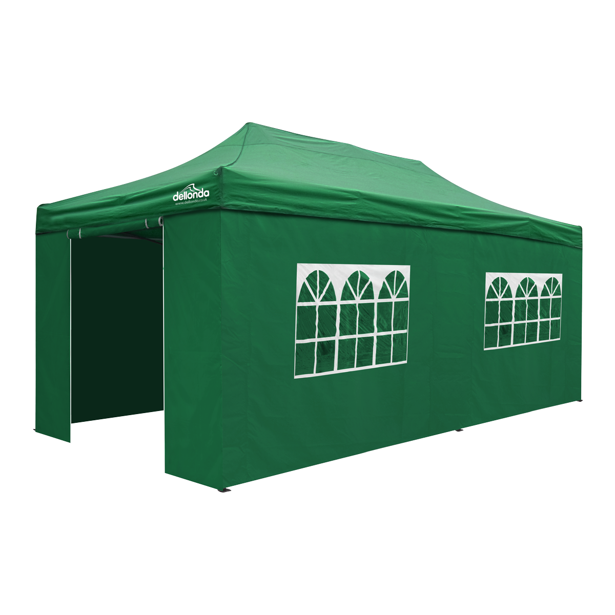 Dellonda Premium 3x6m Pop-Up Gazebo & Side Walls, PVC Coated, Water-Resistant Fabric with Carry Bag, Rope, Stakes & Weight Bags - Green