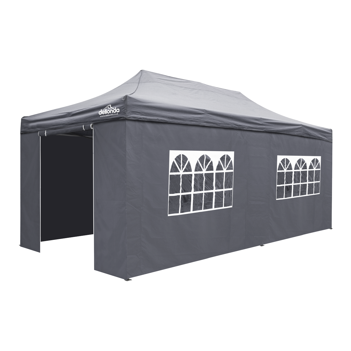 Dellonda Premium 3x6m Pop-Up Gazebo & Side Walls, PVC Coated, Water-Resistant Fabric with Carry Bag, Rope, Stakes & Weight Bags - Grey