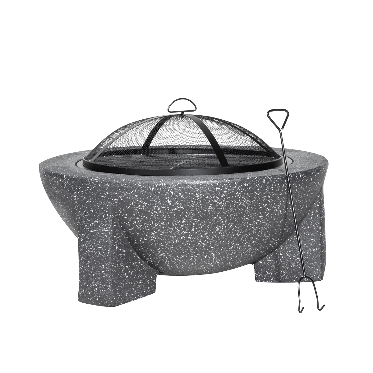 Dellonda Round MgO Fire Pit with BBQ Grill & Safety Mesh Screen 75cm - Dark Grey