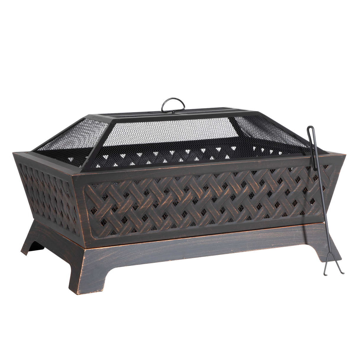 Dellonda 89cm Rectangular Outdoor Fire Pit, Antique Bronze Effect