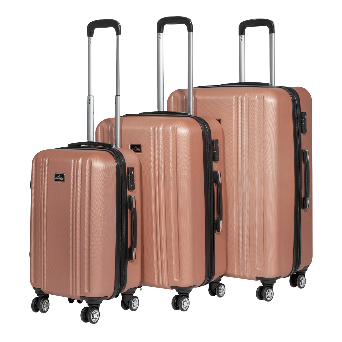 Dellonda Lightweight ABS Luggage Set with TSA Lock - Rose Gold