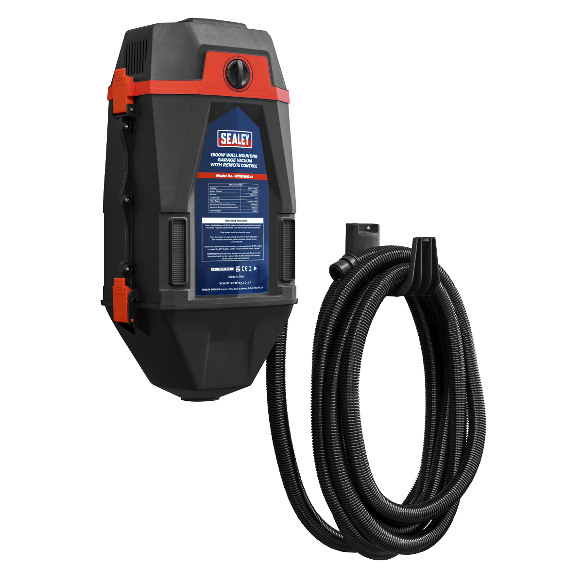 Wall Mounting Garage Vacuum with Remote Control 1200W/230V