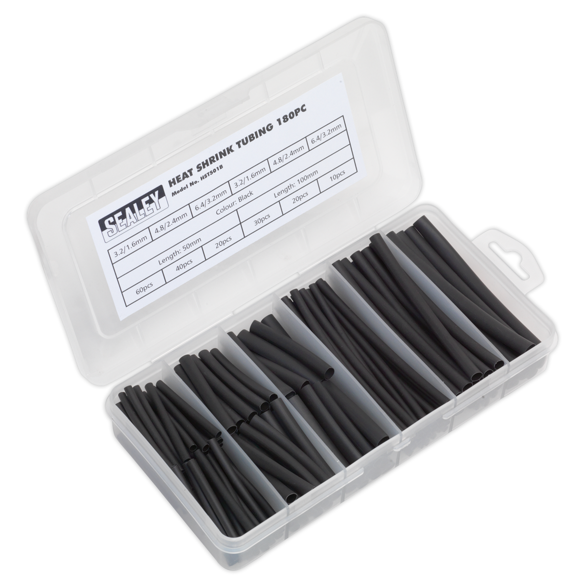 Heat Shrink Tubing Assortment 50 & 100mm 180pc - Black