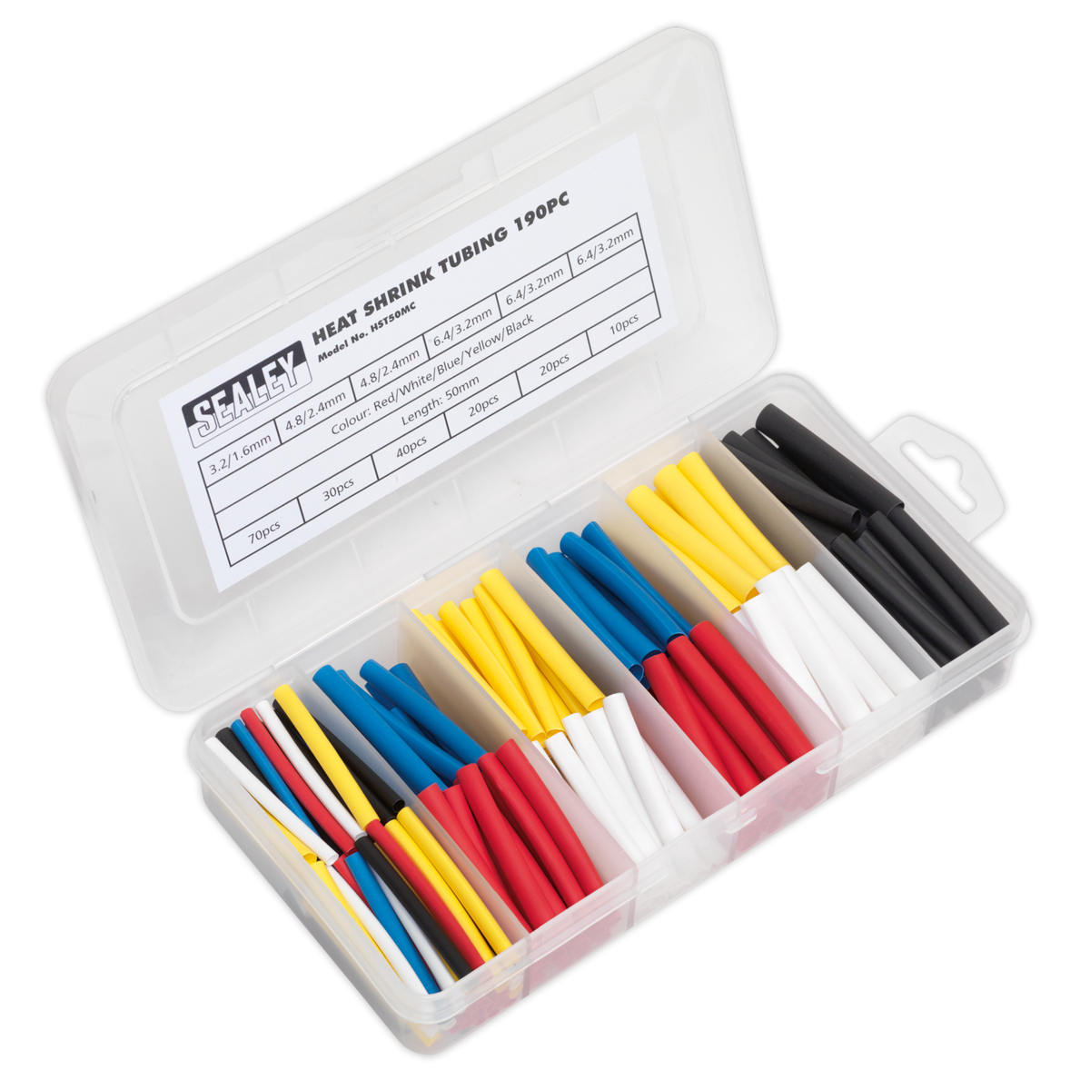 Heat Shrink Tubing Assortment 50mm 190pc - Mixed Colours