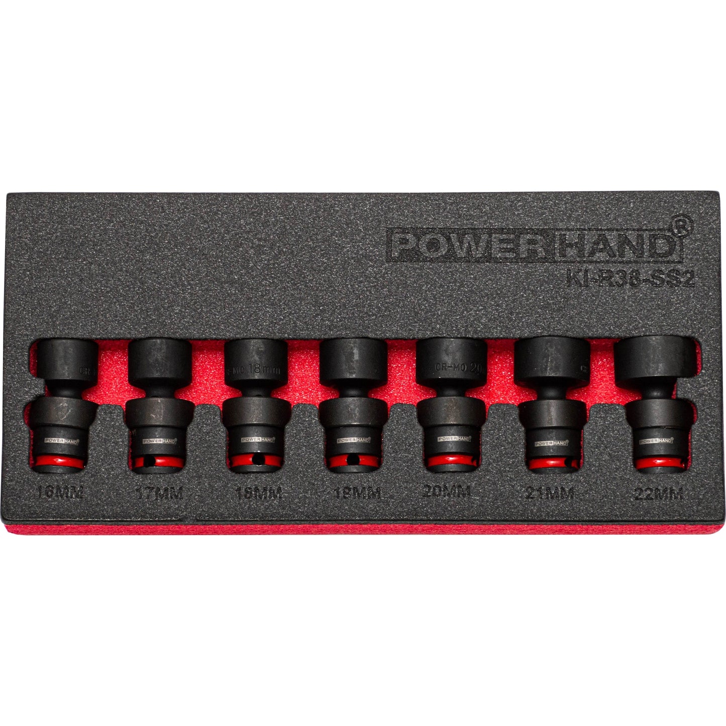 POWERHAND 7Pc 3/8" Shallow Swivel Impact Socket Set (16-22mm)