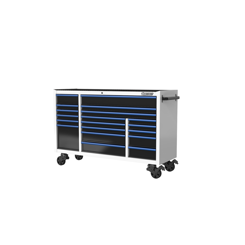 BOXO 72" 19 Drawer Triple Bank Roll Cabinet with Drawer Trim Pack - White Body & Trim Colour Options