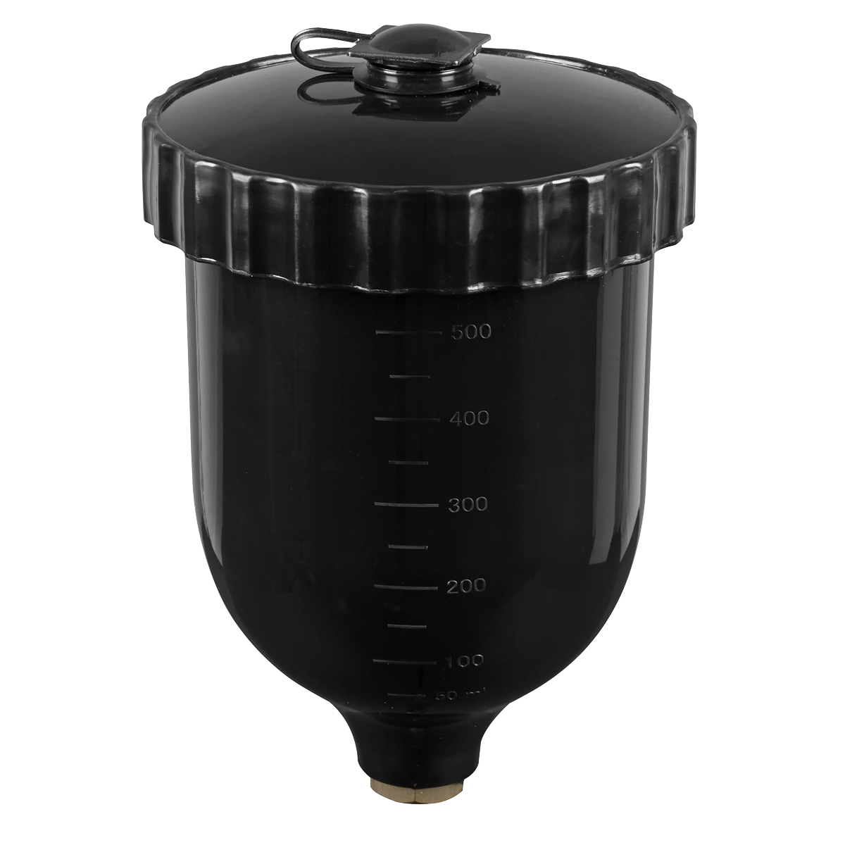UV Paint Spray Gun Pot with Brass Fitting 600ml - Black