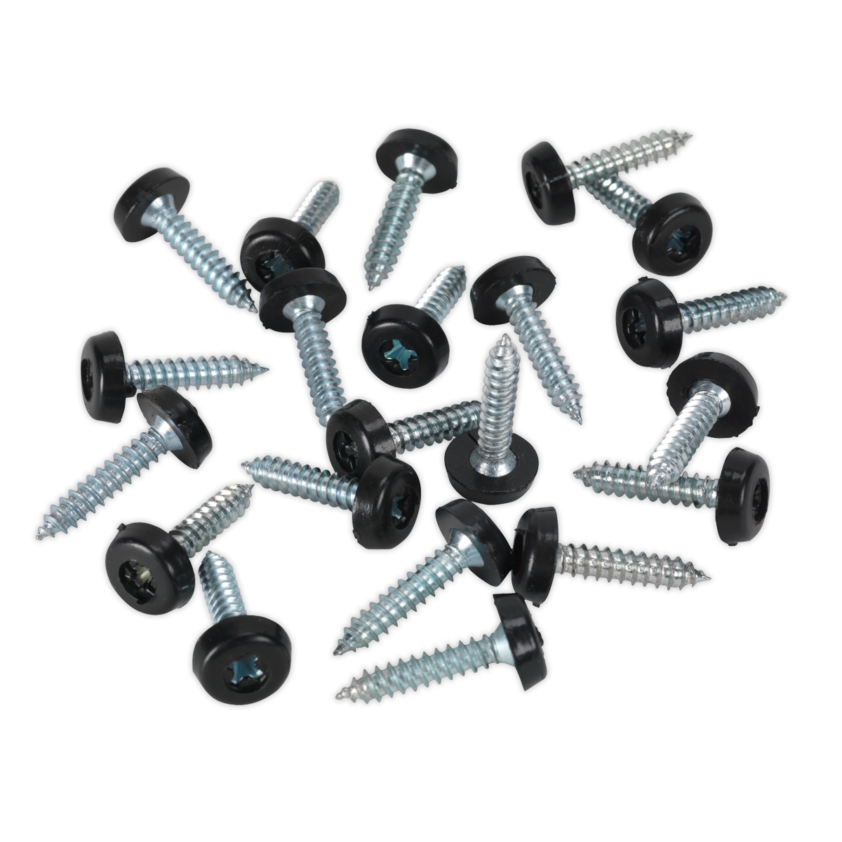 Numberplate Screw with Plastic Enclosed Head 4.8 x 24mm, Black - Pack of 50