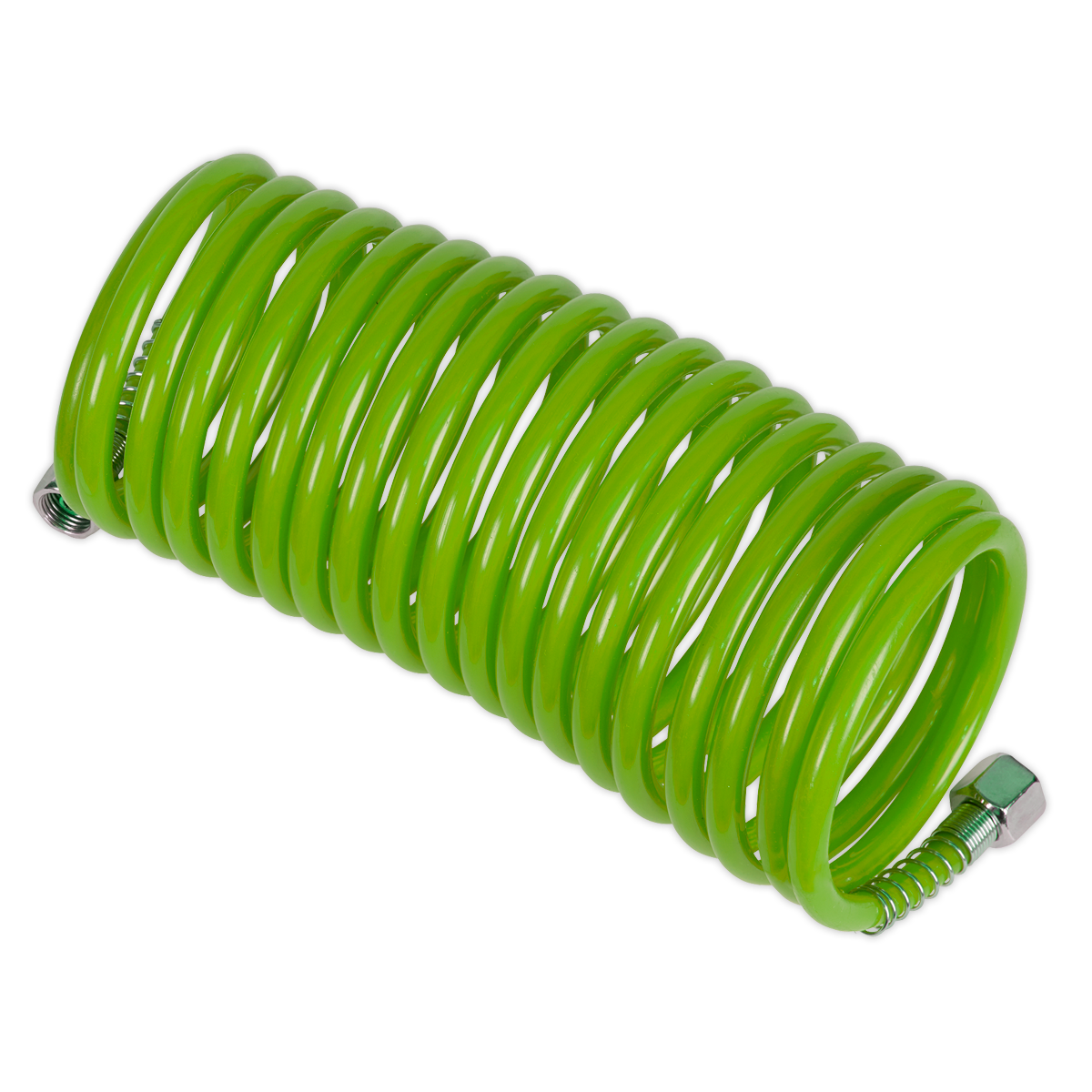 PE Coiled Air Hose with 1/4"BSP Unions 5m x 5mm - Green