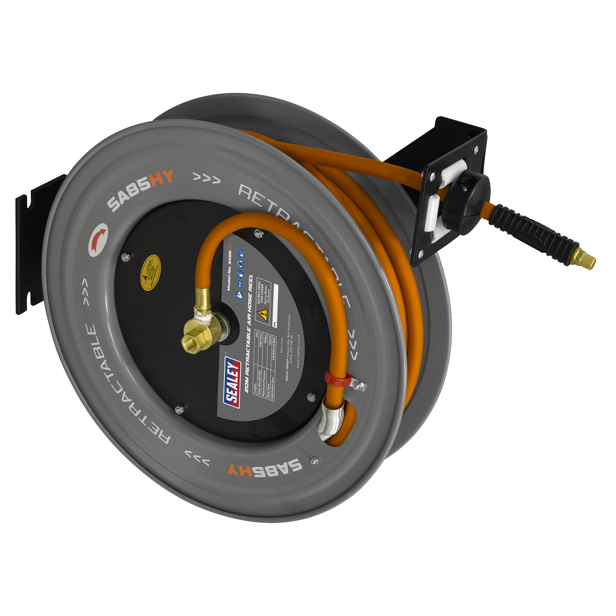 20m Retractable High-Visibility Hybrid Air Hose with Steel Reel 10mm ID