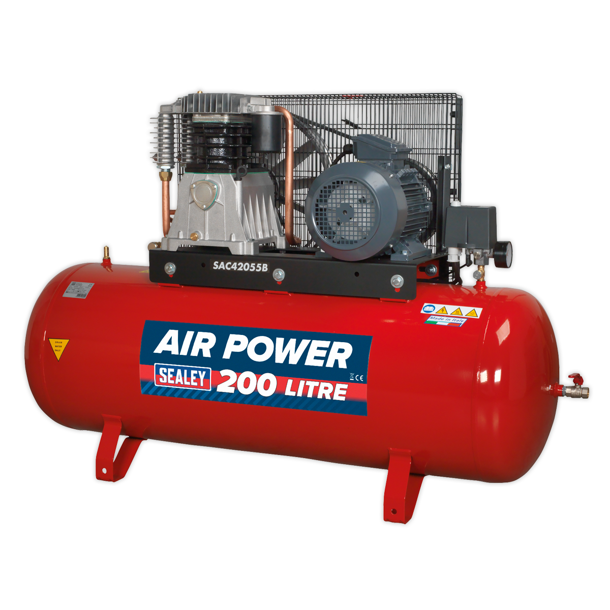 200L Belt Drive Air Compressor with Cast Cylinders 5.5hp 2-Stage