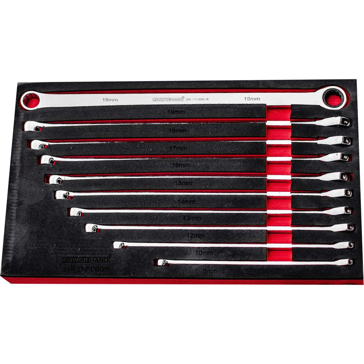 POWERHAND 10Pc XL Double Ring Ratchet/Fixed Spanner Set