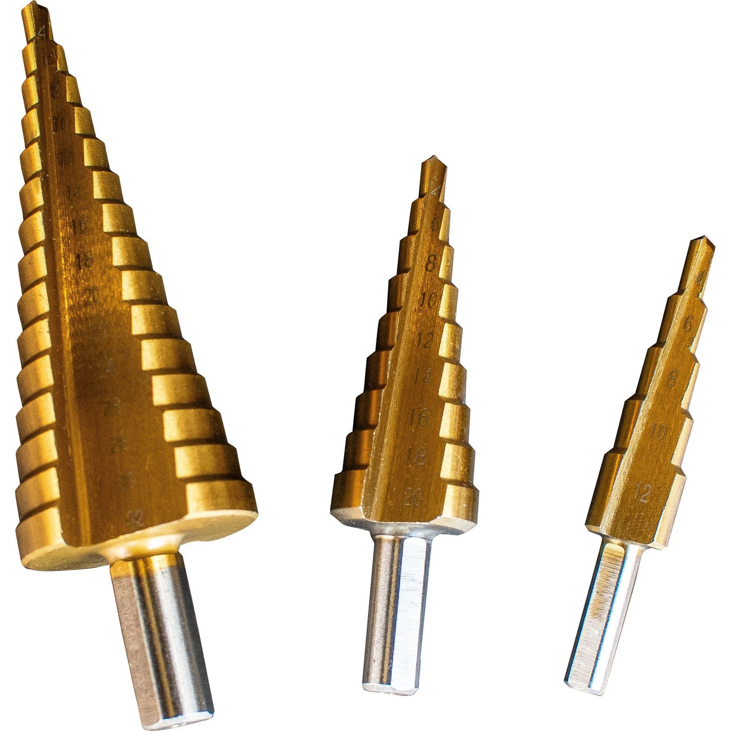 POWERHAND 3Pc HSS-Tin Step Drill Bit Set