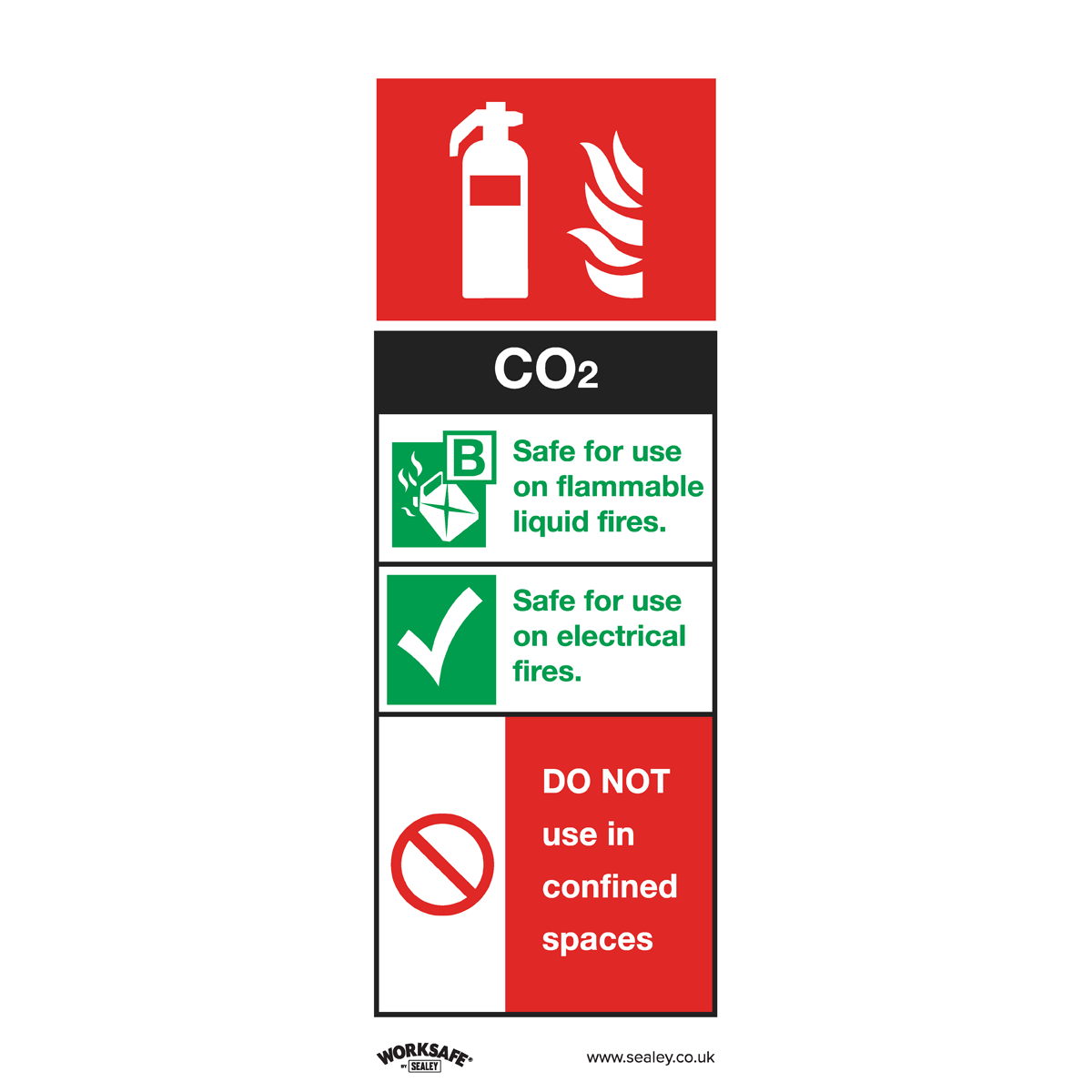 Worksafe® CO2 Fire Extinguisher Safety Sign - Self-Adhesive Vinyl