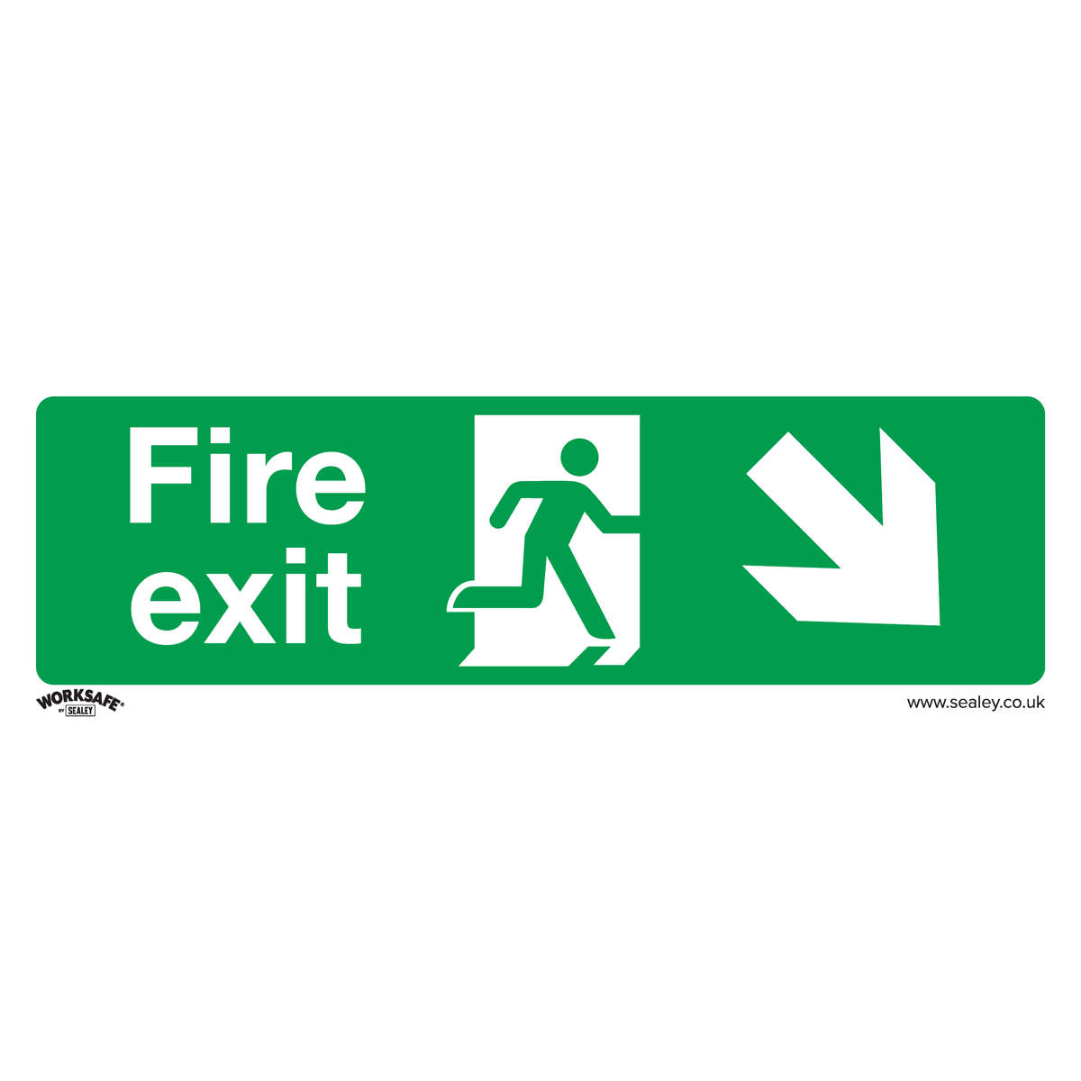 Worksafe® Fire Exit (Down Right) Safety Sign - Rigid Plastic