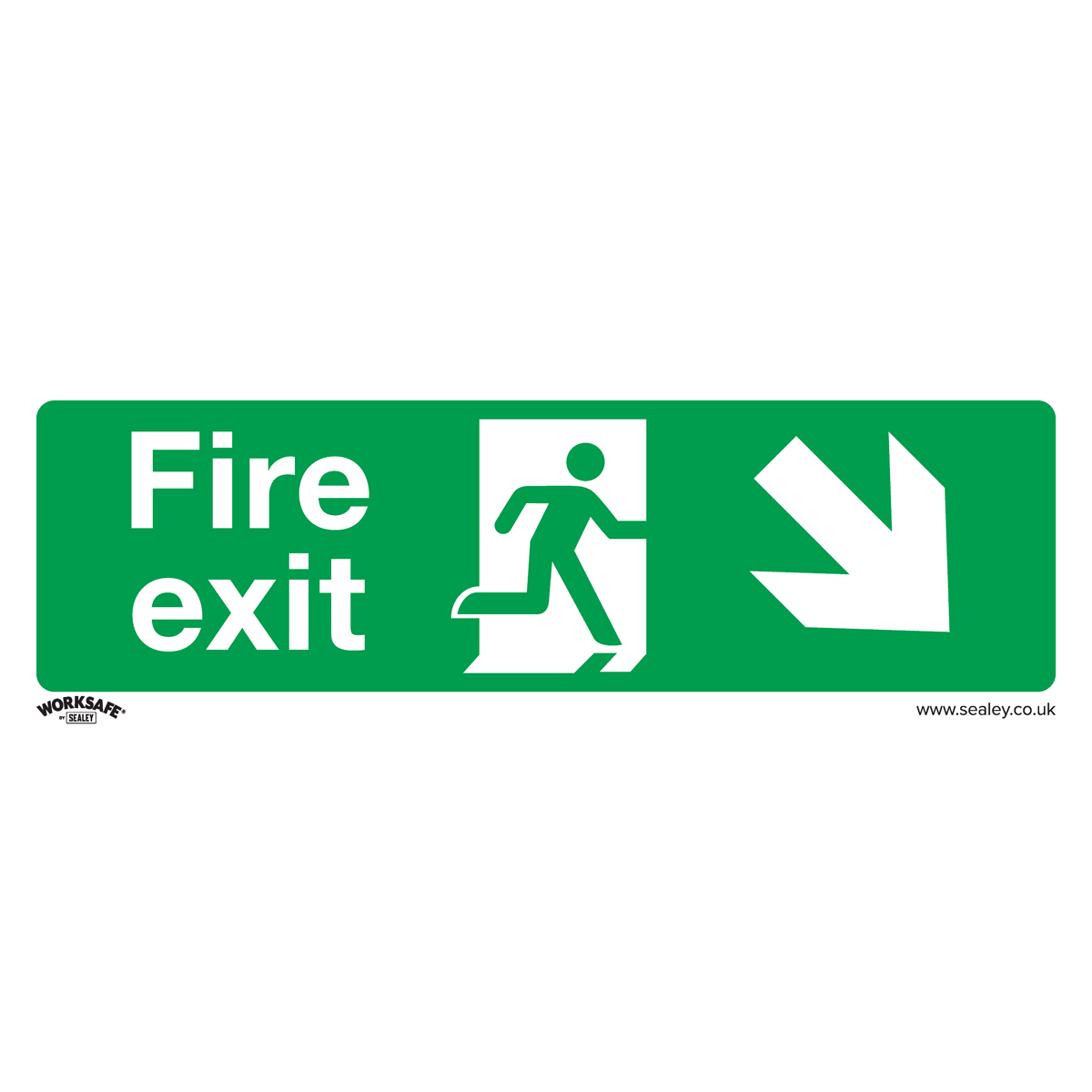 Worksafe® Fire Exit (Down Right) Safety Sign - Self-Adhesive Vinyl