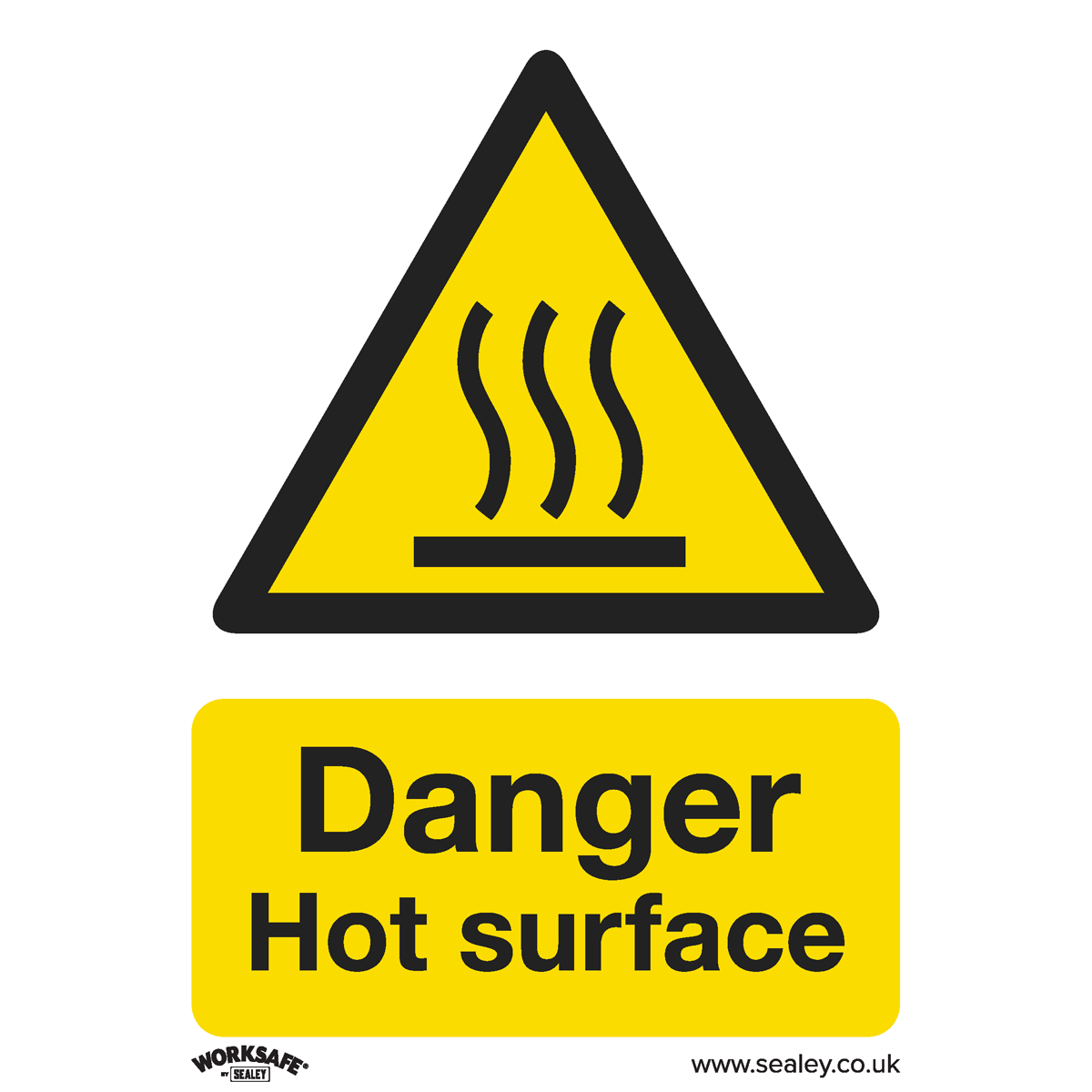 Worksafe® Danger Hot Surface Safety Sign, Rigid Plastic - Pack of 10