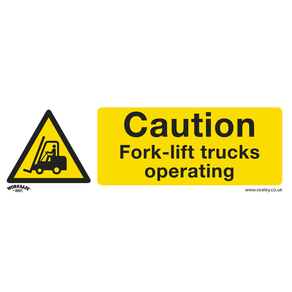 Worksafe® Caution Fork-Lift Trucks Safety Sign, Rigid Plastic - Pack of 10
