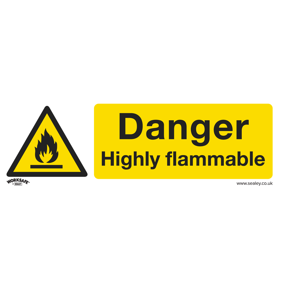 Worksafe® Danger Highly Flammable Safety Sign, Rigid Plastic - Pack of 10