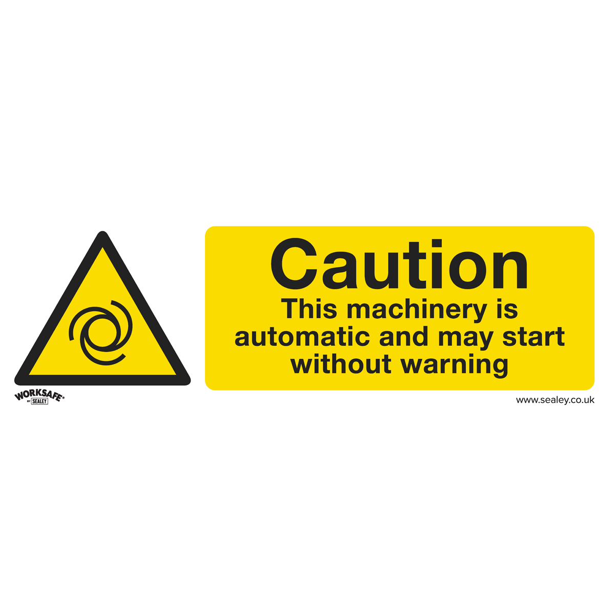 Worksafe® Caution Automatic Machinery Safety Sign, Rigid Plastic - Pack of 10