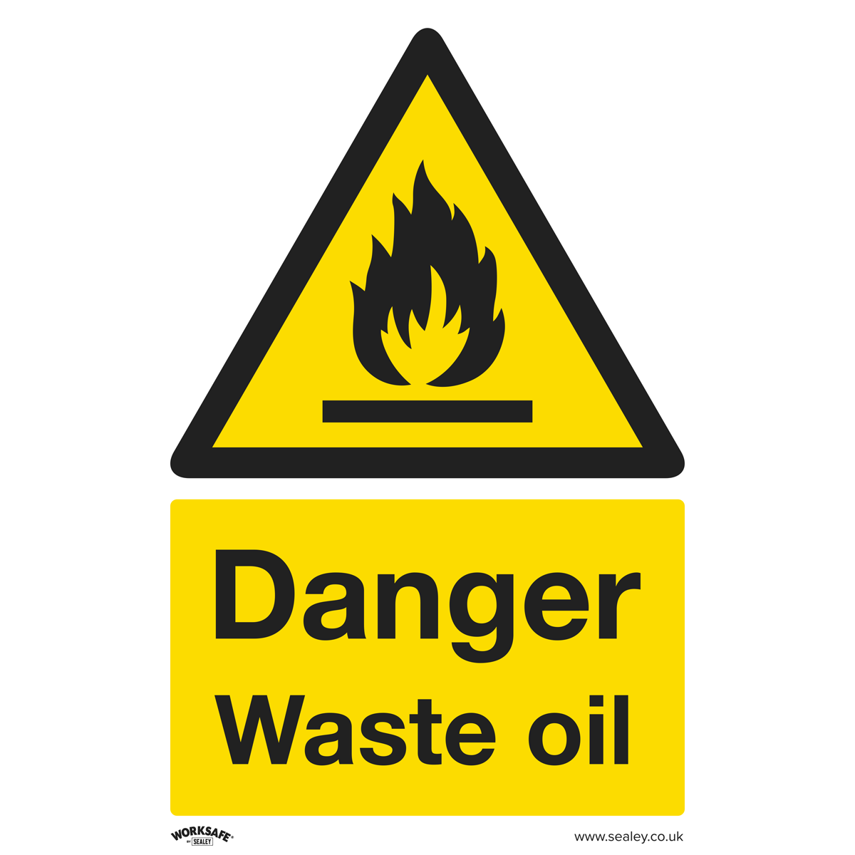 Worksafe® Danger Waste Oil Safety Sign, Rigid Plastic - Pack of 10