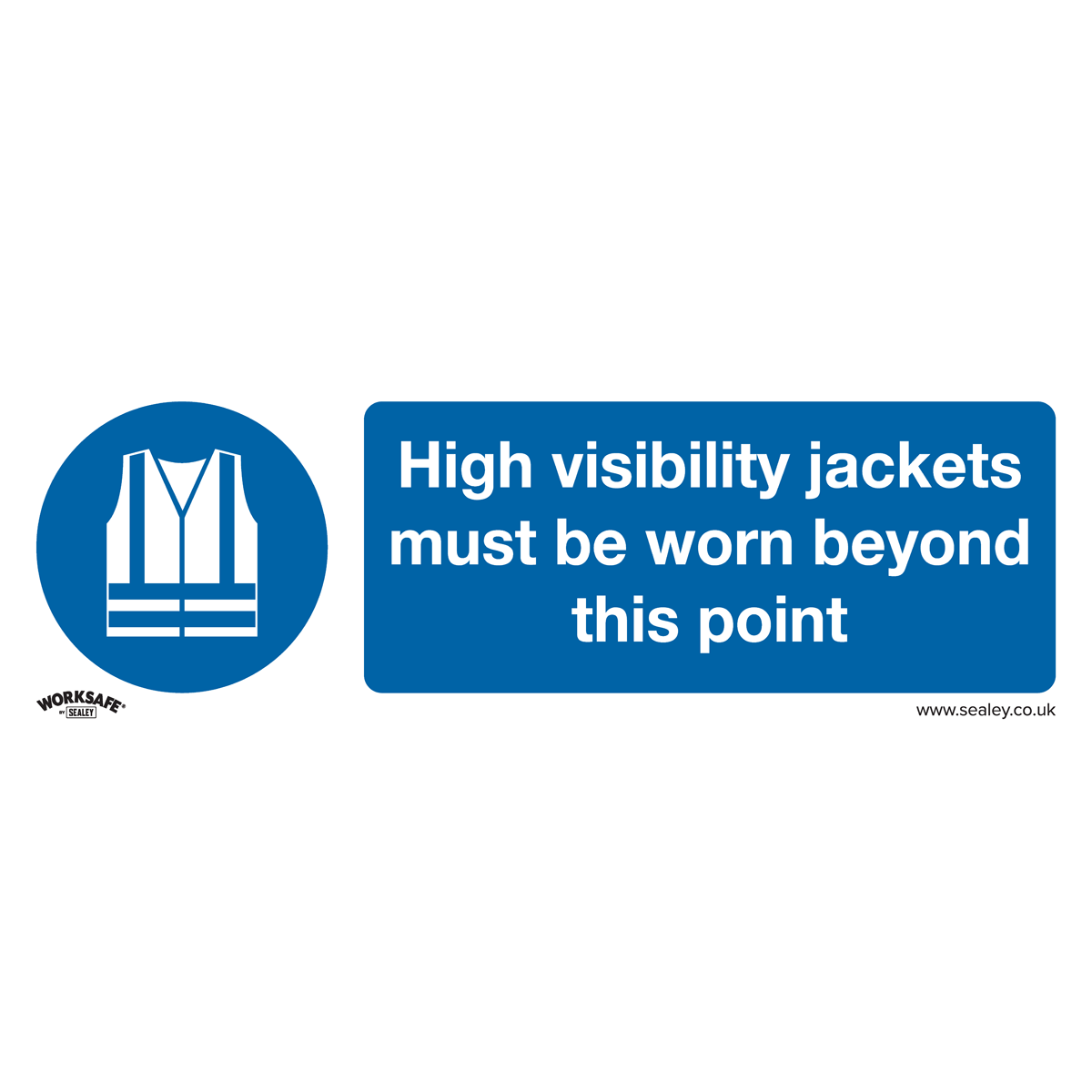 Worksafe® High Visibility Jackets Must Be Worn Beyond This Point Safety Sign, Self-Adhesive Vinyl - Pack of 10
