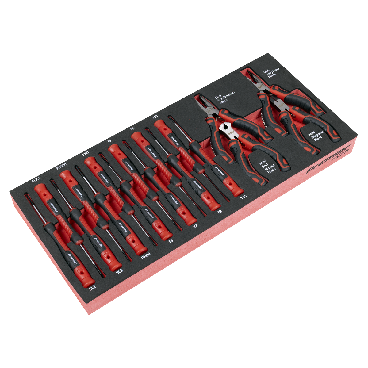 Premier Precision Screwdriver & Mini Pliers Set with Tool Tray 17pc