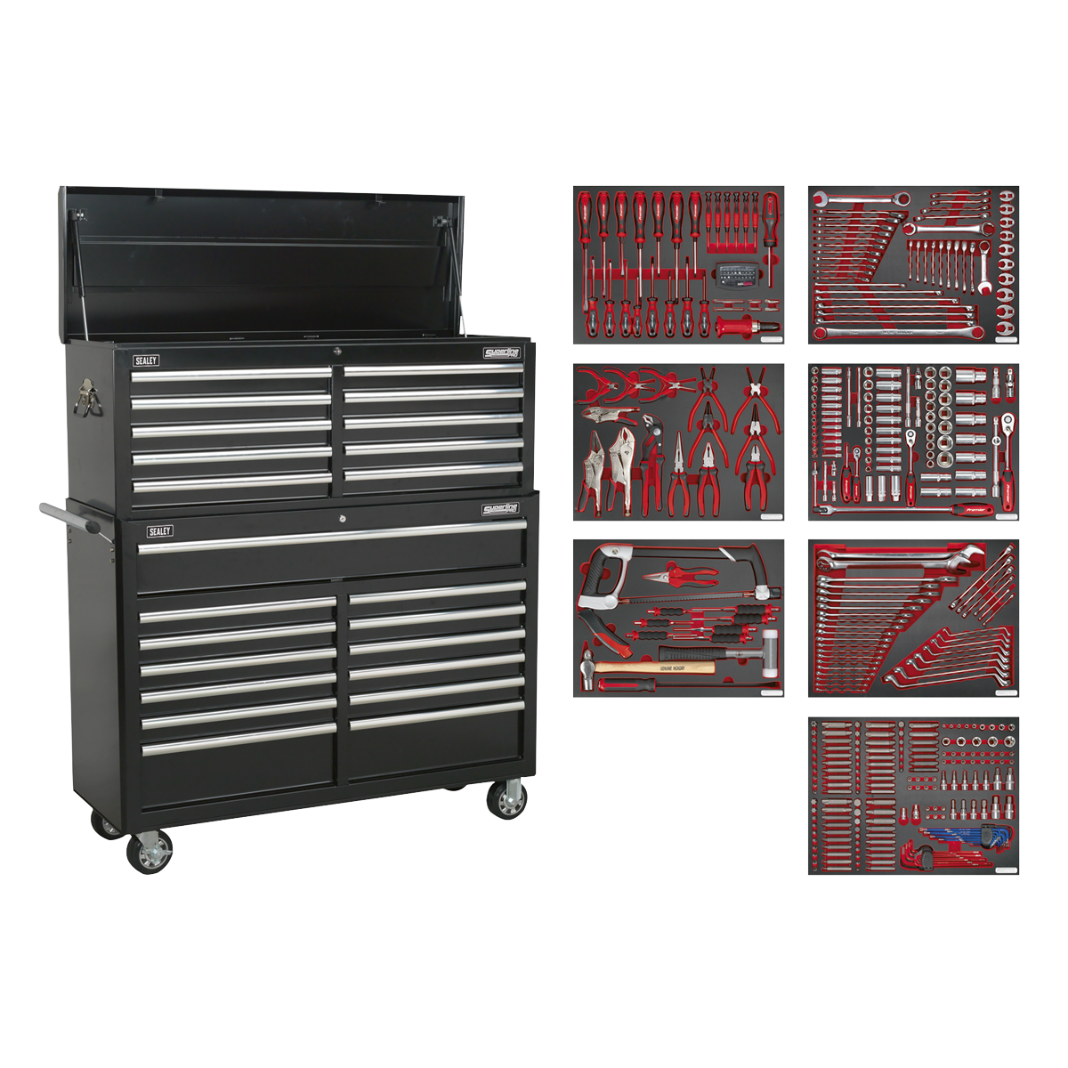 Superline PRO® Tool Chest Combination 23 Drawer with 446pc Tool Kit - Black