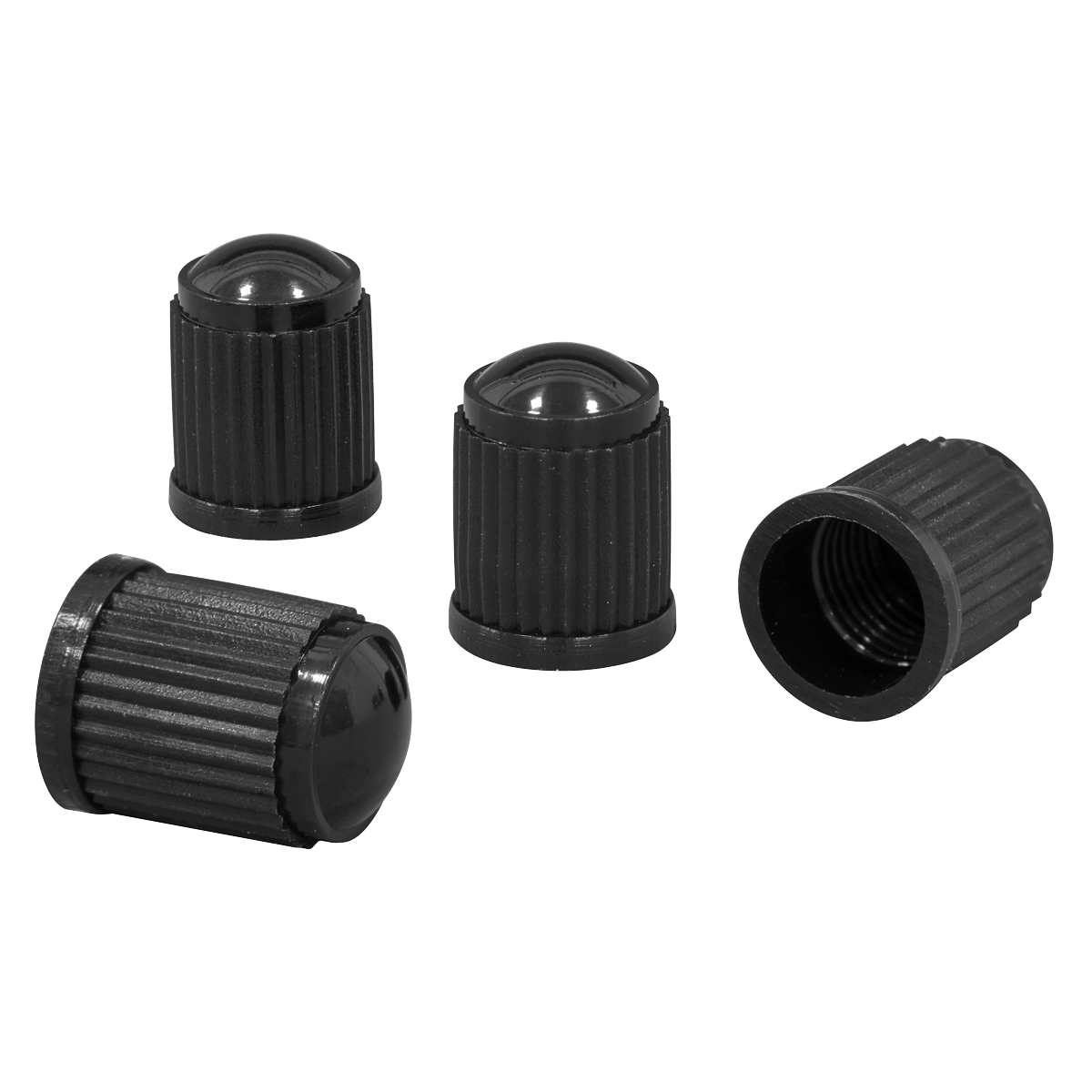 Plastic Valve Caps 4pc - Black