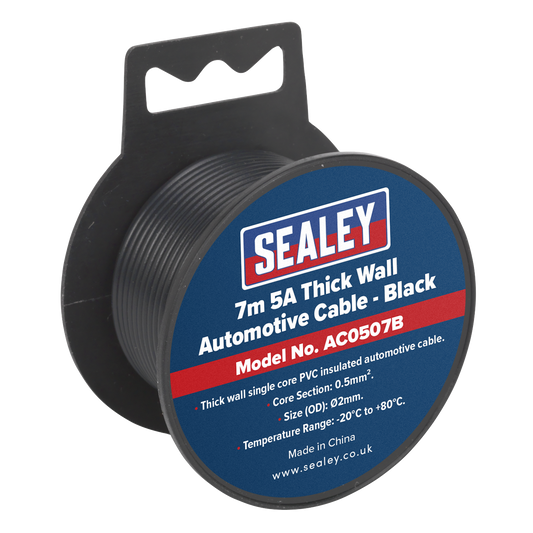 5A Thick Wall Automotive Cable 7m - Black