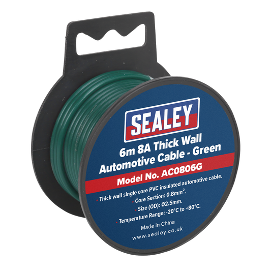 8A Thick Wall Automotive Cable 6m - Green