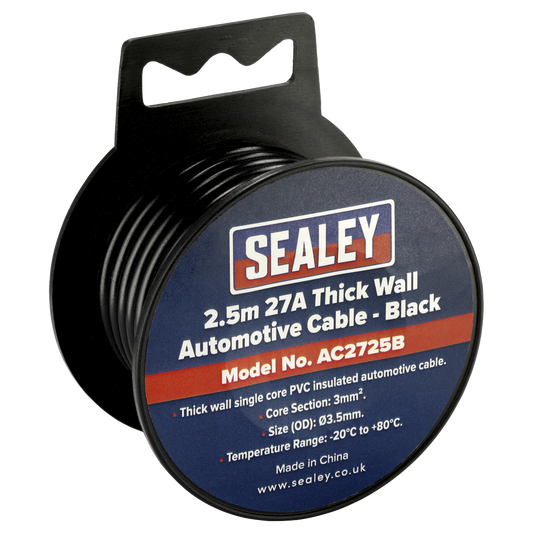 27A Thick Wall Automotive Cable 2.5m - Black
