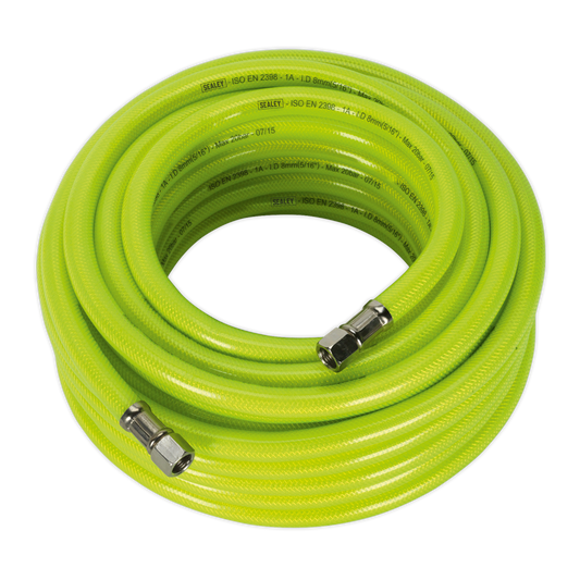 High-Visibility Air Hose with 1/4"BSP Unions 15m x 8mm