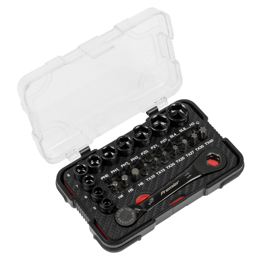 Premier Black Go-Through Lock-On™ Low Profile Socket & Bit Set 1/4"Sq Drive 31pc