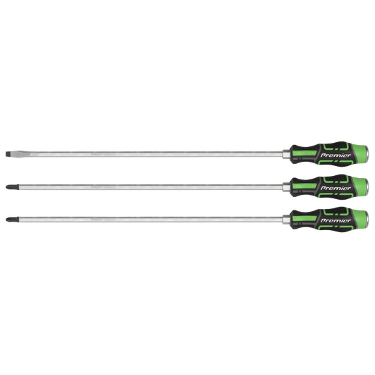 Premier Extra-Long Hammer-Thru Screwdriver Set 450mm 3pc - Hi-Vis Green