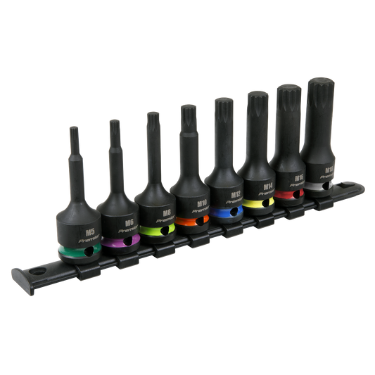 Premier Spline Impact Socket Bit Set 1/2"Sq Drive 8pc