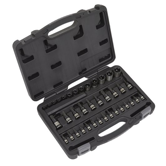 Premier Black TRX-Star* Socket & Security Socket Bit Set 1/4", 3/8" & 1/2"Sq Drive 38pc
